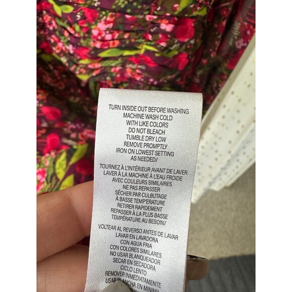 Julia Jordan Peasant Floral Gathered High Ruffle Neck Sheer Sleeves Mini Dress 8 - Picture 9 of 9